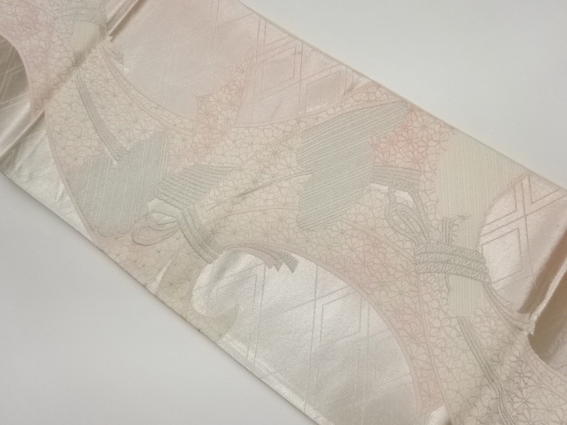 束ね熨斗に梅・菊づくし模様織出し袋帯